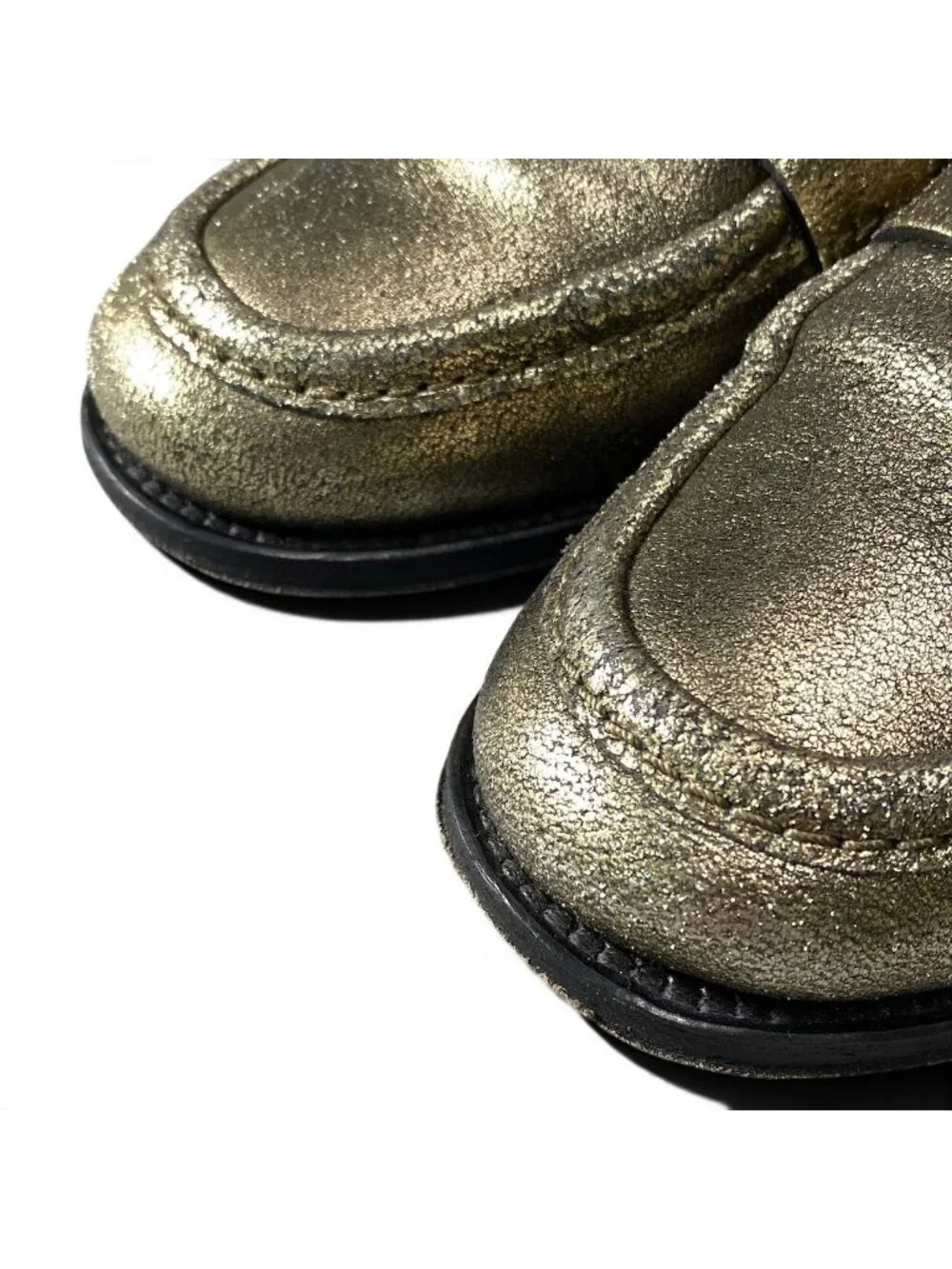 Chanel G9 CC Logo Metallic Gold Loafers